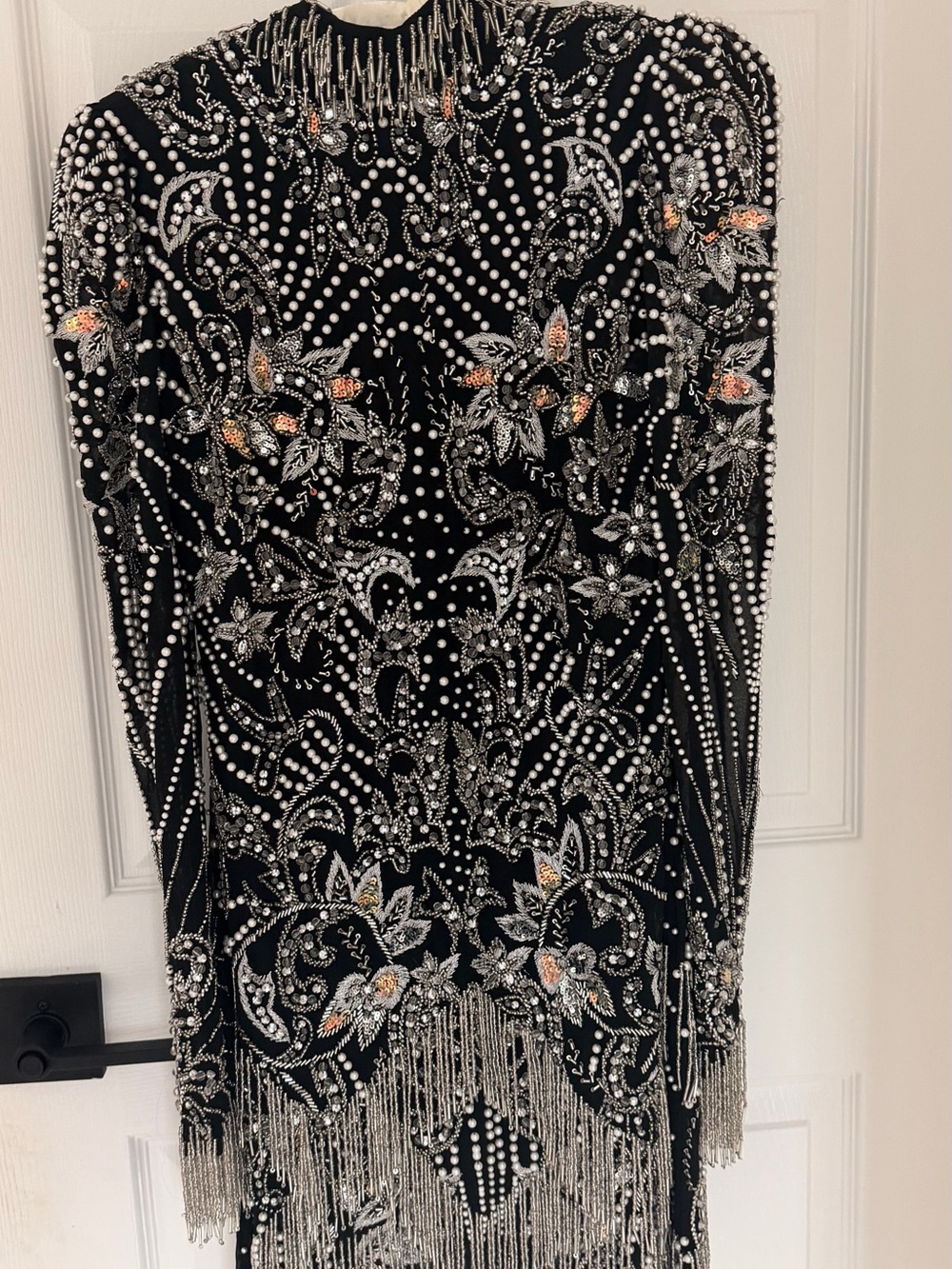 Embellished Black and Silver Fringe Mini Dress - Picture 10 of 10